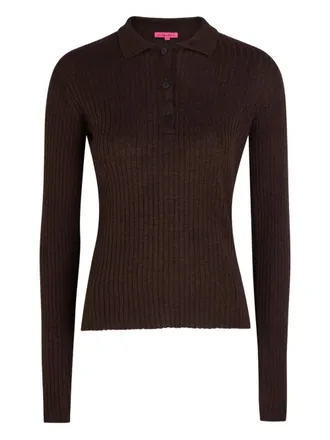 The Elder Statesman ribbed polo top - women - Silk/Cashmere - XXS/XS - Brown
