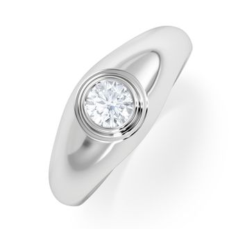 The Diamond Store Mens Lab Diamond Signet Ring 0.50ct Round Cut Set In 9k White Gold