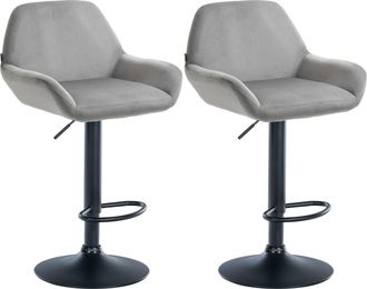 Clp Set De 2 Taburetes De Cocina Braga En Terciopelo Gris