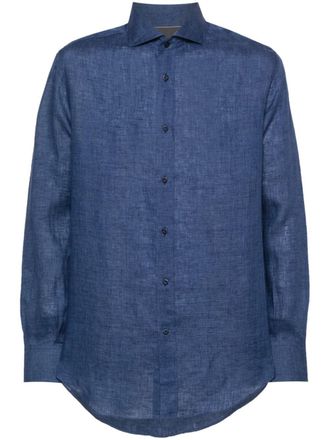 Brunello Cucinelli chambray linen shirt - Blue