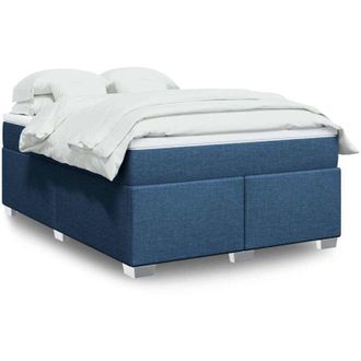 vidaXL Cama Box Spring Con Colch&oacute;n Tela Azul 140x190 Cm Vidaxl