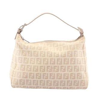 Fendi Pre-owned Shoulder Bags, female, Beige, Size: ONE SIZE Pre-owned Zucchino Canvas Leather Handbag