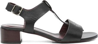 Avril Gau 40 mm leren sandalen met hak en T-bar - Zwart