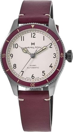 Hamilton Khaki Aviation Pilot Pioneer Auto White Dial Leather Strap Mens Watch H76265810