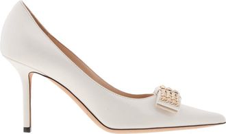 Jimmy Choo London Love Bow 85 Leather Pumps, Brand Size 34 ( US Size 4 )