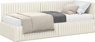 vidaXL Estructura De Cama Esquina Con Colch&oacute;n 2 Uds. Crema 80 X 200 Cm Vidaxl