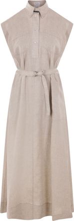 Brunello Cucinelli Linnen maxi-jurk - Beige