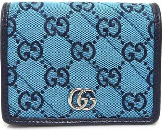 Gucci Blue Pink Gg Canvas Wallet (Bi-Fold) (Pre-Owned)