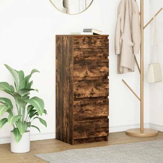 Berkfield Home Sideboard with Drawers Smoked Oak 37.5x35x99 cm Engineered Wood in Brown