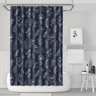 OEM Cortina De Ducha Pioneer Flower Con Estampado Floral, 182 Cm X 182 Cm, Juego De Cortina De Ducha Para Ba&ntilde;o Con 12 Ganchos, Impermeable Y Lavable