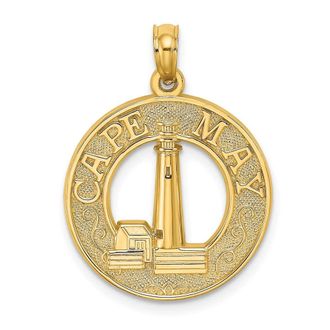 Diamond2Deal 14k Yellow Gold CAPE MAY with Lighthouse Charm Pendant