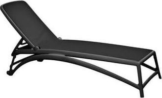 NARDI Reclining deckchair on wheels Atlantico - Black - Outdoor fabric - Designer Raffaello Galiotto