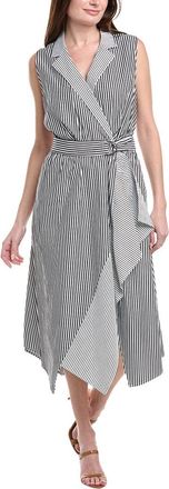 Anne Klein Plus Handkerchief Hem Collar Wrap Midi Dress