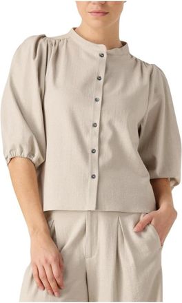 Ruby Tuesday Overhemden, Dames, Beige, S, Veelzijdige Grijze Blouse Perryn