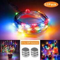 OEM Aiducho Paquete De 12 Guirnaldas De Luces Led A Pilas (pilas Incluidas) De 2 M Con 20 Led Multicolor De Alambre De Cobre Para Navidad, Bodas, Fiestas 