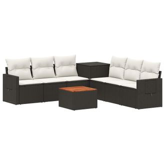 vidaXL Juego De Sof&aacute; 8 Uds. Negro Y Blanco Crema Vidaxl