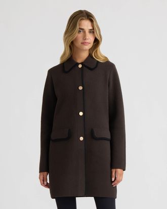 NVLT Womens Mink Eyelash Coatigan with Contrast Edge
