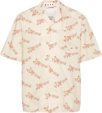 Marni tiger-print poplin shirt - men - Cotton - 52 - Neutrals