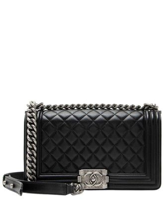 Chanel Black Lambskin Old Medium Boy Bag (Authentic Pre-Loved)