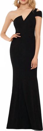 Betsy & Adam One Shoulder Scuba Crepe Dress In Black
