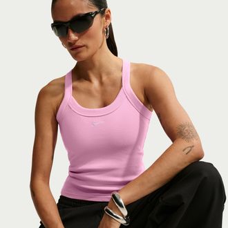 Nike Womens Nike Sportswear Chill Knit Tight Mini-Rib Tank Top in Pink | IM8383-621