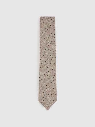 Reiss Pio Grey Melange Pio Wool-cotton Polka-dot Tie