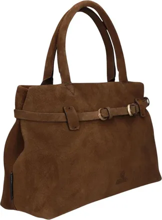 Fred De La Bretoniere Tassen, Dames, Bruin, ONE Size, Leer, Nalani Schoudertas Nubuck