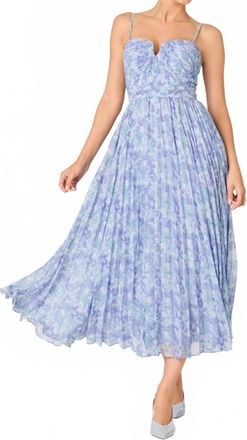 Astr Bayley Pleated Maxi Dress In Blue Floral