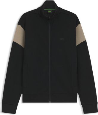 BOSS Zippered cotton-blend sweatshirt with contrast inserts
