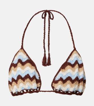 Anna Kosturova Top bikini Summer Chevron in crochet di cotone