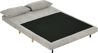 HOMCOM Homcom Divano Letto 2 Posti In Tessuto Effetto Lino E Legno Grigio