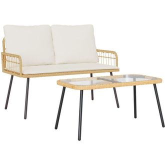 vidaXL Vidaxl - Conjunto De Comedor De Jard&iacute;n 2 Pcs Natural Rat&aacute;n Sint&eacute;tico