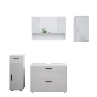 Vicco Conjunto De Muebles De Ba&ntilde;o Irma, Blanco Alto Brillo, 4 Piezas