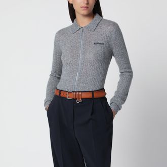 Miu Miu Cardigan grigio in cashmere e seta