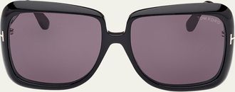 Tom Ford Lorelai Black Acetate Square Sunglasses