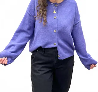 Double Zero Button Up Cardigan In Purple