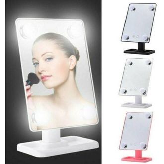 Trade Shop Trade Shop - Specchio Da Trucco Illuminato 4 Luci A Led Portatile Trucco Bellezza Da Tavolo