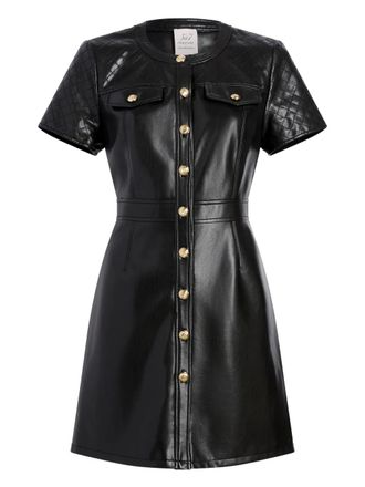 Cinq &agrave; Sept Layla gewatteerde mini-jurk met knopen - Zwart