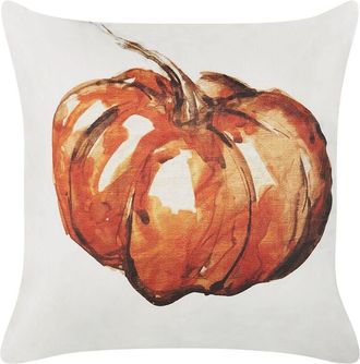 Beliani Coj&iacute;n De Terciopelo Beige Naranja 45 X 45 Cm Patr&oacute;n Calabaza Oto&ntilde;o Curbita