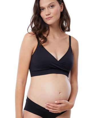 Ingrid & Isabel Cooling Crossover Nursing + Maternity Bra in Black at Nordstrom, Size X-Large D
