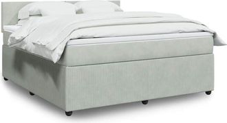 vidaXL Vidaxl - Cama Box Spring Con Colch&oacute;n Terciopelo Gris Claro 180x200 Cm