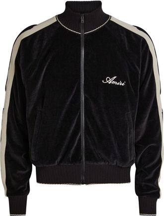 Amiri Amiri Bones Appliqu&eacute;d Velour Track Jacket - Black - XL