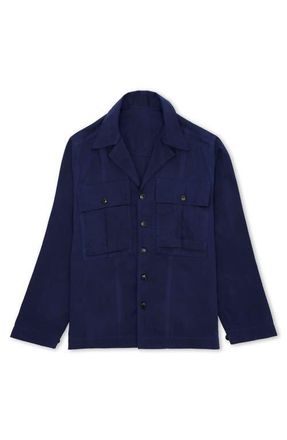 Fortela Solomon Cotton Cerato Overshirt in Blue at Nordstrom, Size 54 Eu