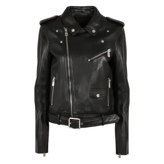 ジャケット PINKO Women Leather Jackets 104834A2BRCI8 Beige PINKO Suede Biker Jacket | Neutrals | FARFETCH
