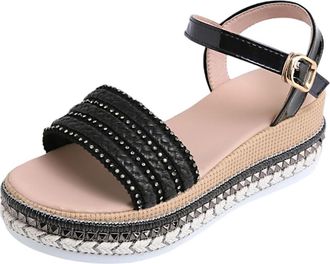 Generic Womens Strappy Sandals Casual Stylish Summer Shoes Open Toe Versatile Thick Sole Comfortable Breathable Walking Sandals Outdoor Beach