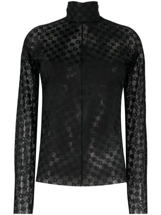 Forte_Forte lace-detail long-sleeved top - women - Polyamide/Spandex/Elastane - II - Black