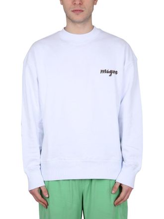 Msgm Logo Crewneck Sweatshirt - White