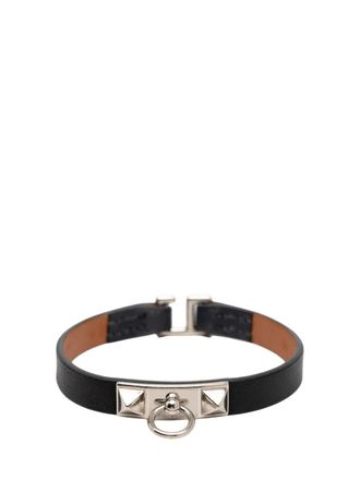 Herm&egrave;s 2024 Leather Rivale Mini Bracelet costume bracelet - unisex - Calf Leather - One Size - Black