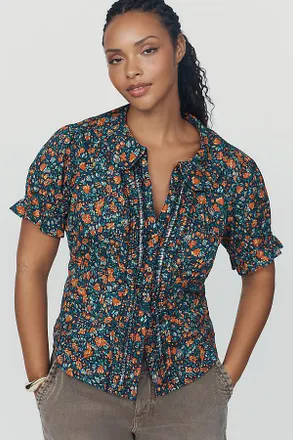 Pilcro Keira Waisted Tuxedo Blouse