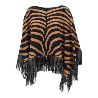Liu Jo Zebra Stripe Poncho with Fringes